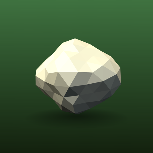 Like A Rolling Stone app icon — a low-poly boulder