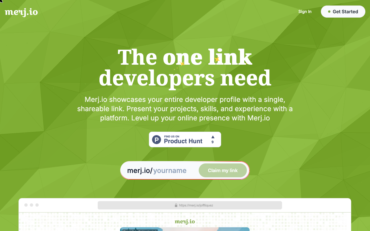Merj.io hero — the one link developers need